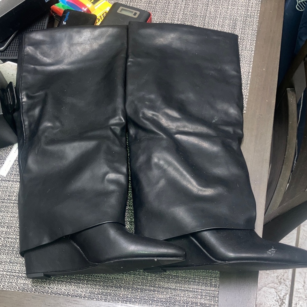 Madden euc Black Knee-High Wedge Boots